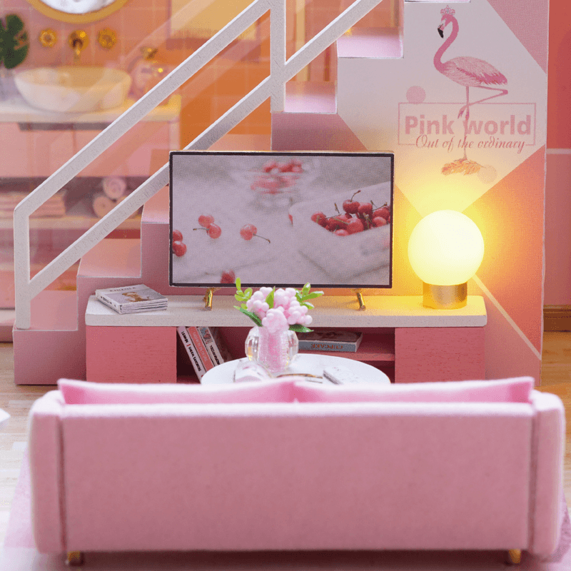 Cuteroom L027B DIY Cabin Meet the Little Beauty Handmade Loft Simple Apartment Doll House with Dust Cover Music Motor