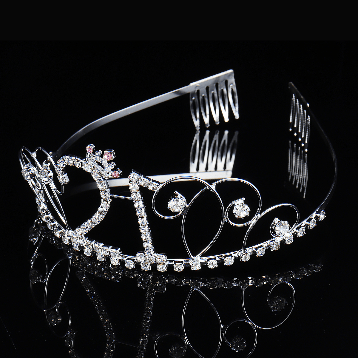 Crystal Birthday Crown Girl Tiara Princess Crown Accesorios para el cabello Happy Birthday Cake Decoraciones