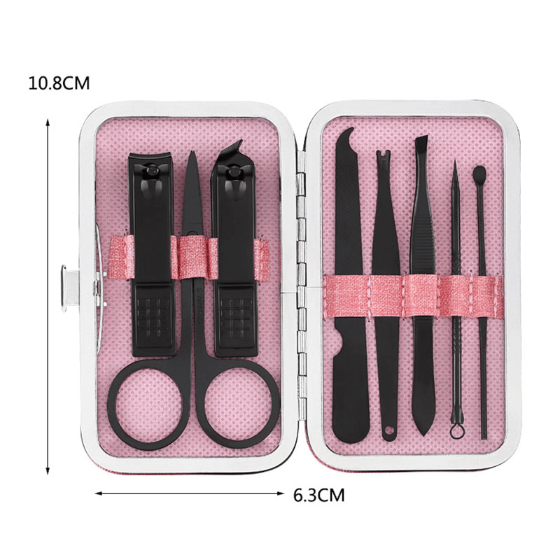 Y.F.M® Stainless Steel Black Nail Clipper Pedicure Scissor Tweezer Manicure Set Kit