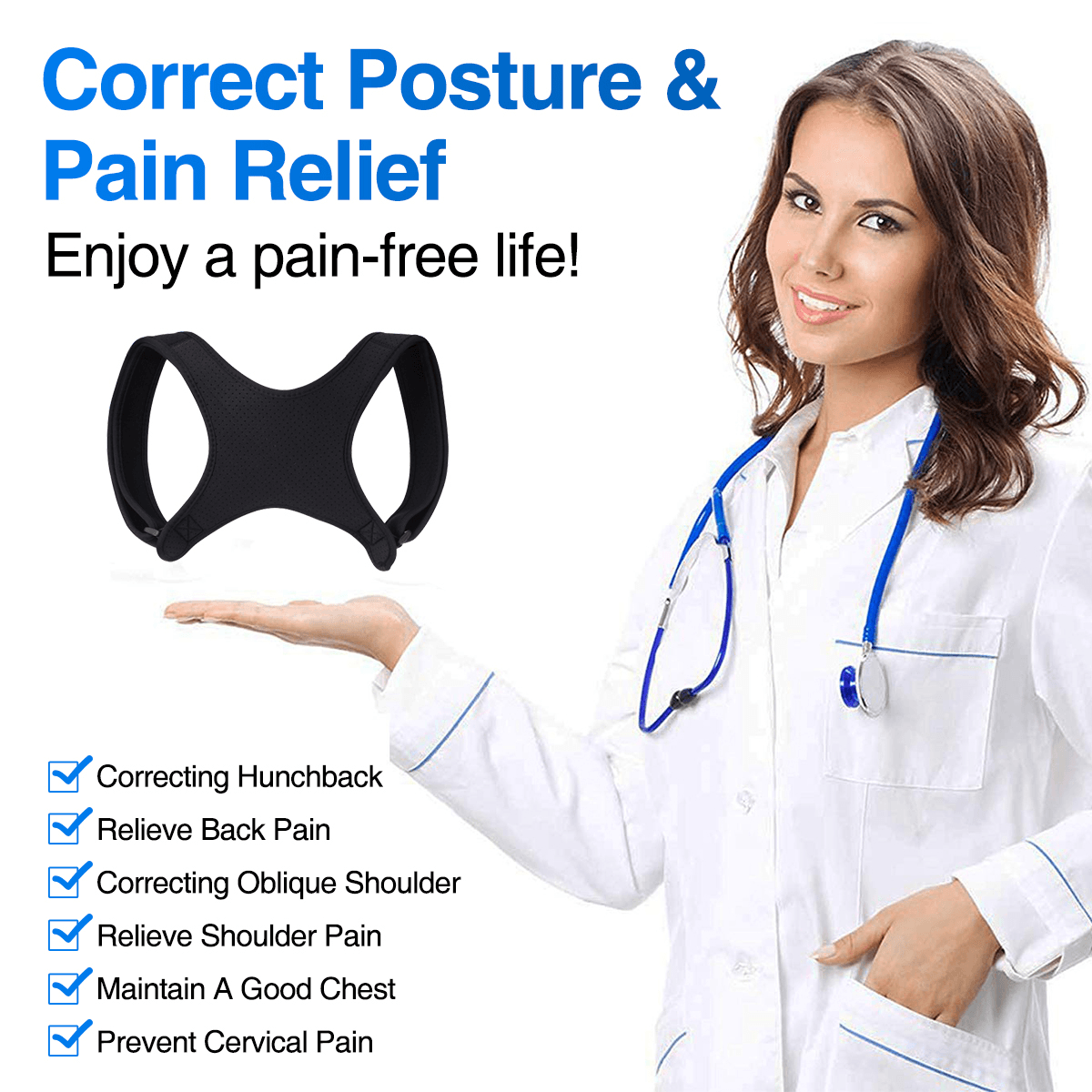 Corrective Posture Support Adjustment Clavicle Pain Relief Corrector Belt