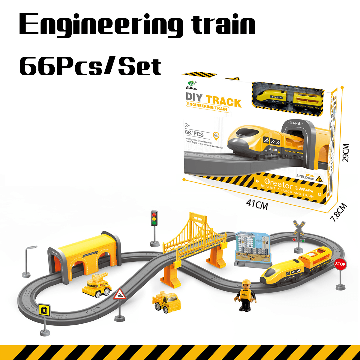 66/92 Pcs Multi-Style DIY Assembly Track Train Increase Parent-Child Interaction Toy Set with Sound Effect for Kids Gift