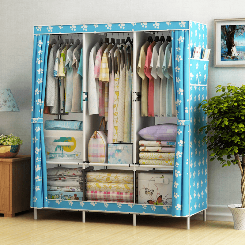 Simple Cloth Wardrobe Fabric Steel Tube Assembly Wardrobe Modern Economic Clothes Storage Bag Wardrobe Dormitory Storage Cabinet