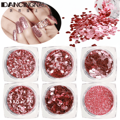 6 Bottles of Pink Superfine Glitter Small Sequin Nail Glitter Set