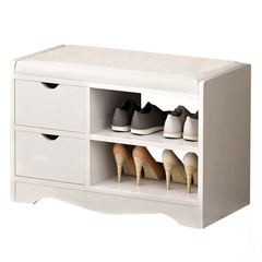 2-lagiges Schuhregal, Schuhbank, Aufbewahrungsschrank, Schuh-Organizer, multifunktionaler Sitzhocker aus Holz mit 2 Schubladen