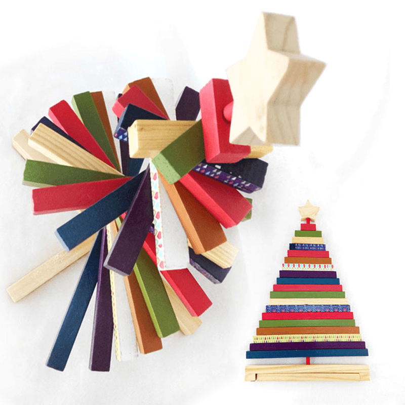 Turn Striped Christmas Tree Wood Ornaments Creative Gifts Decoration Toys