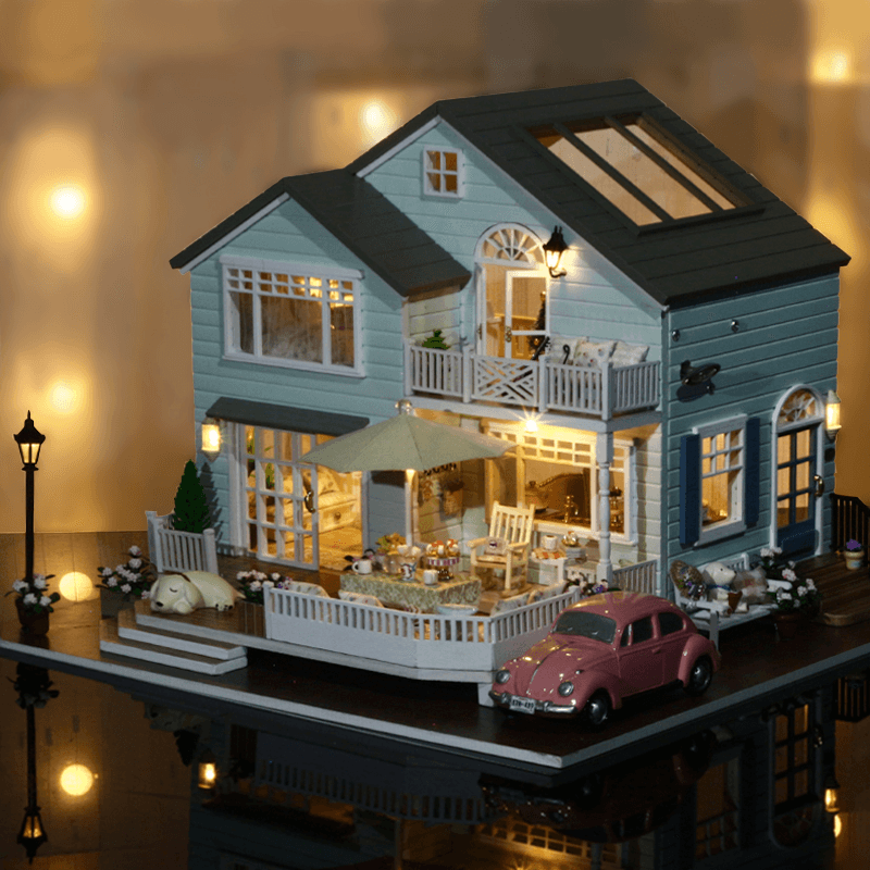 Cuteroom A-035-A Queens Town DIY Dollhouse Miniature Model with Light Music Collection Gift