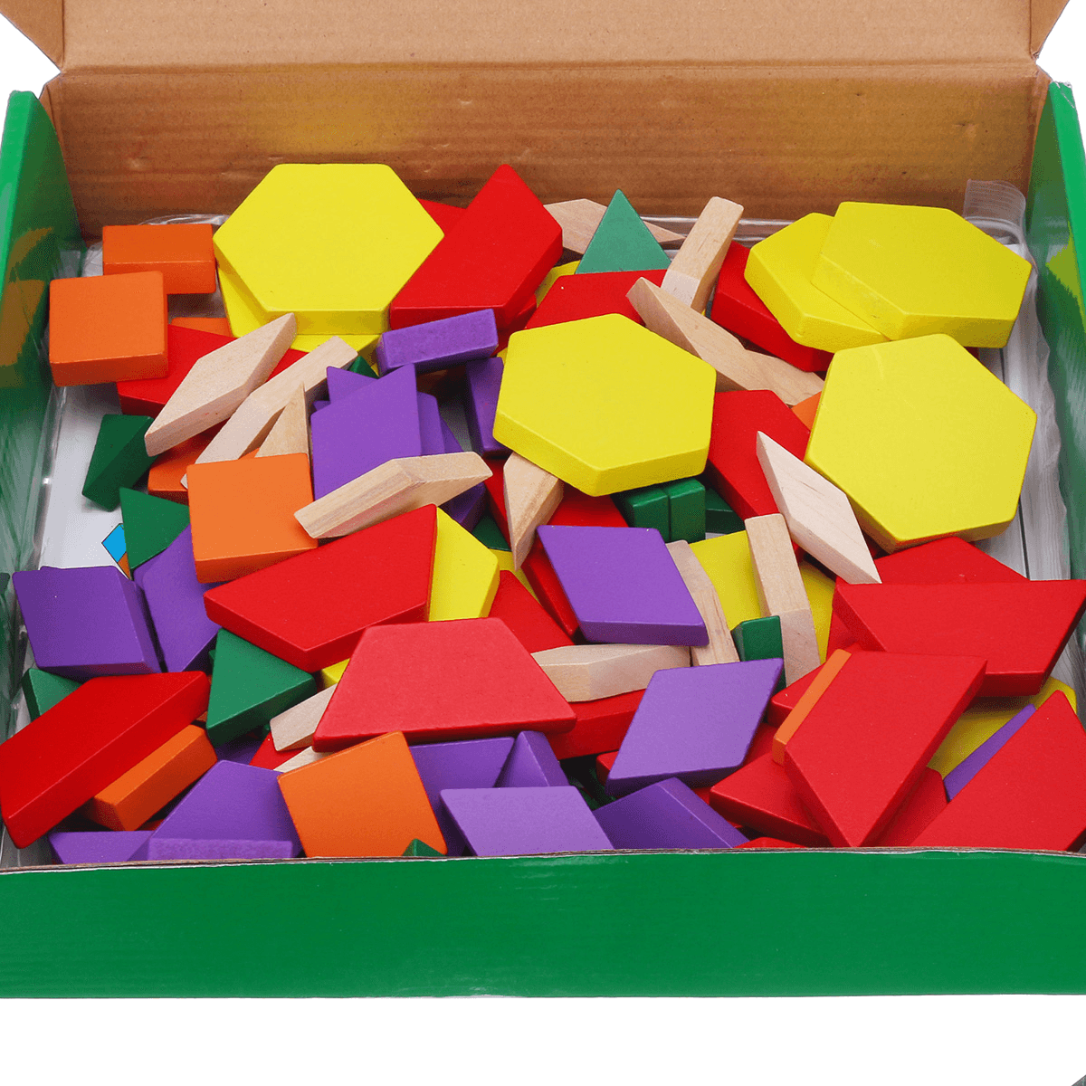 125 Pieces Wooden Children'S Intellectual Geometric Shapes Building Blocks Jigsaw Puzzles Early Education Enlightenment Toys