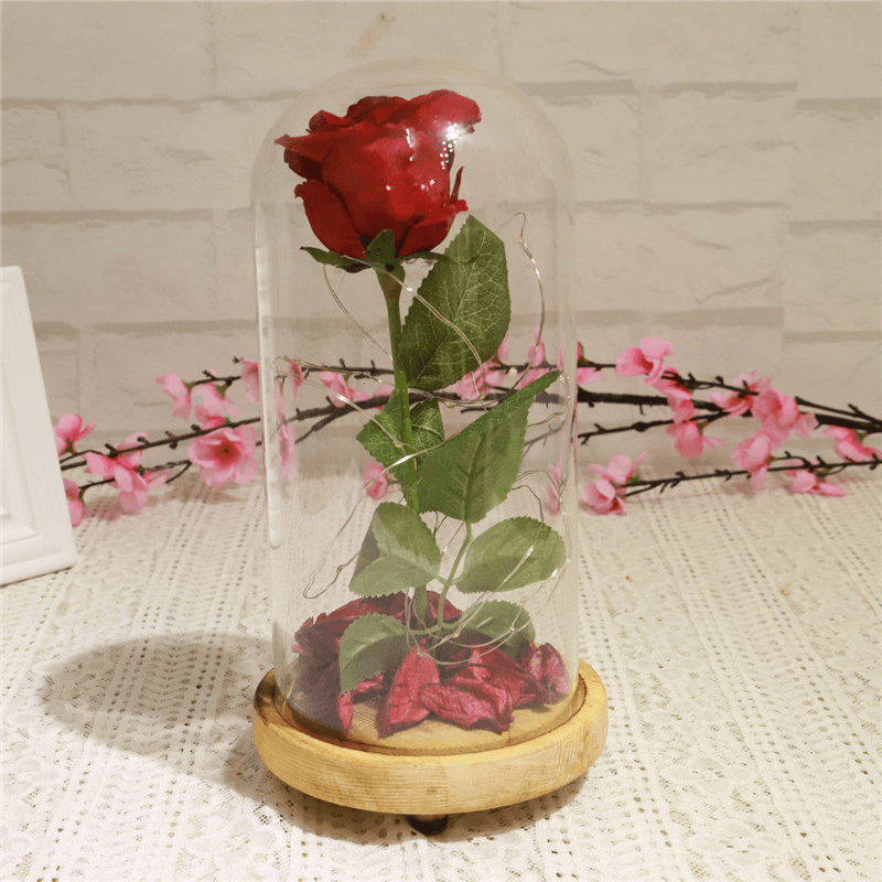 Red Forever Rose Glowing Flower Immortal Fresh Rose in Glass Mother'S Day Decoration Toys