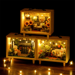 CUTEROOM DIY caja de madera serie Hanamaji trilogía casa de muñecas modelo juguete regalo decoración para novia y niño