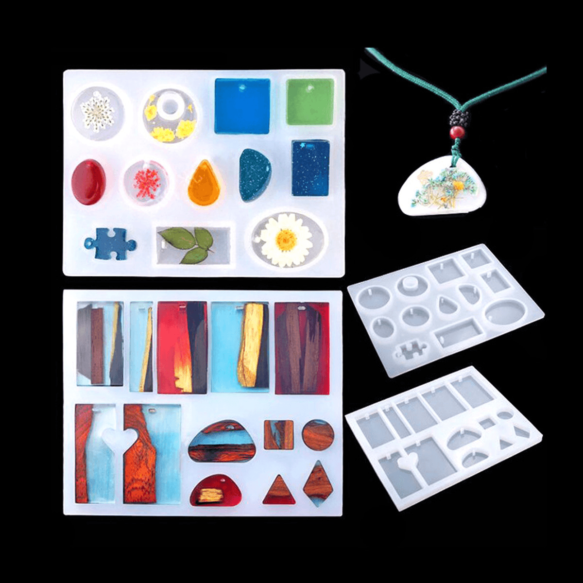 48/277Pcs Resin Casting Molds Kit Jewelry Pendant Silicone Mould Making Craft