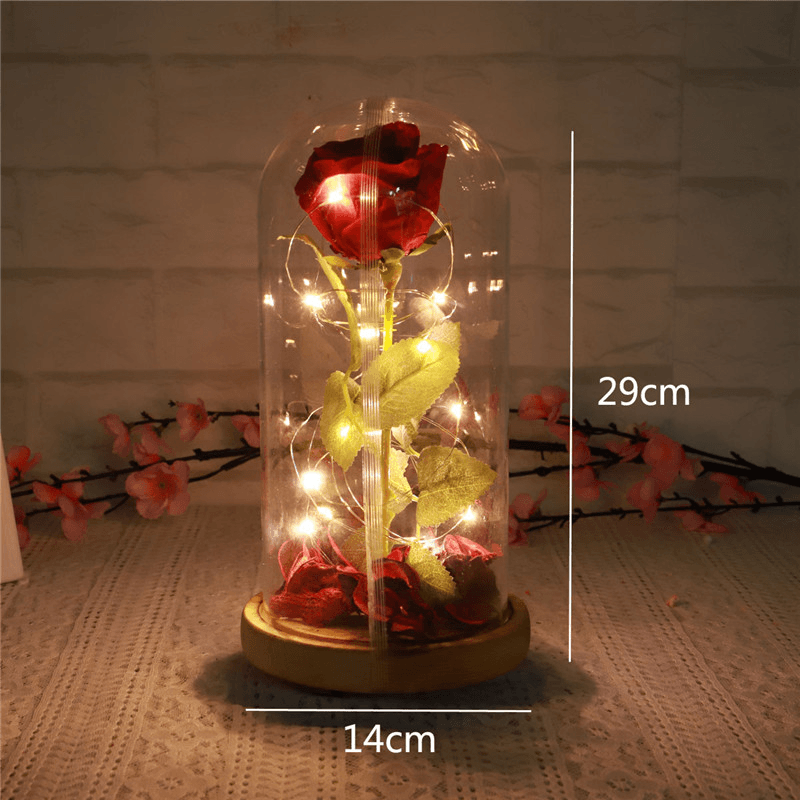 Red Forever Rose Glowing Flower Immortal Fresh Rose in Glass Mother'S Day Decoration Toys