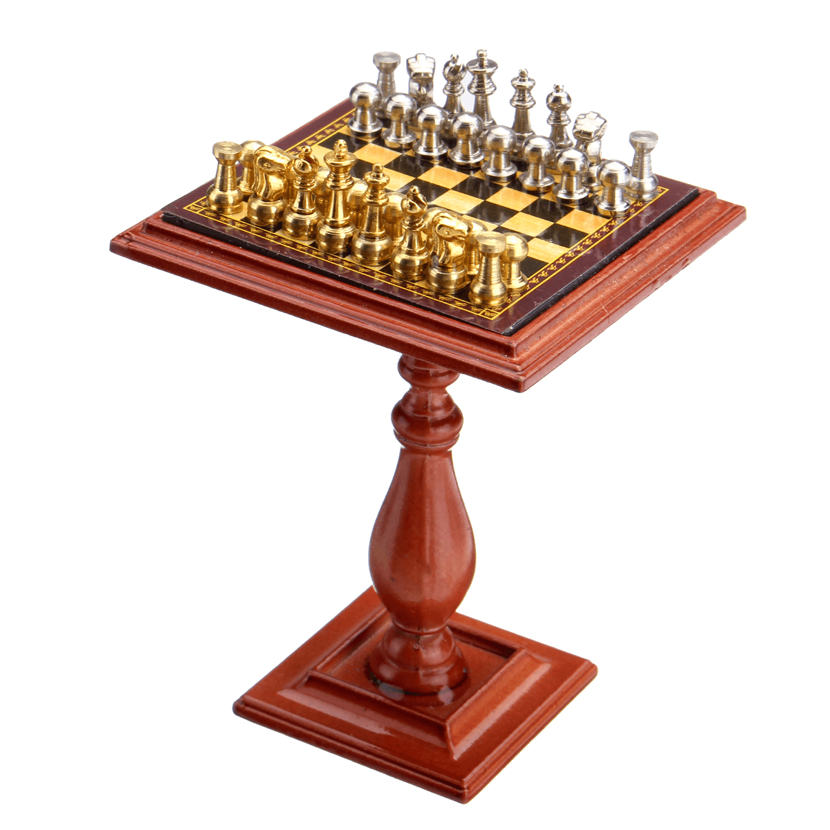 Miniature Chess Set and Table Magnet Chess Pieces 1:12 Dollhouse Accessories Parts for Doll House