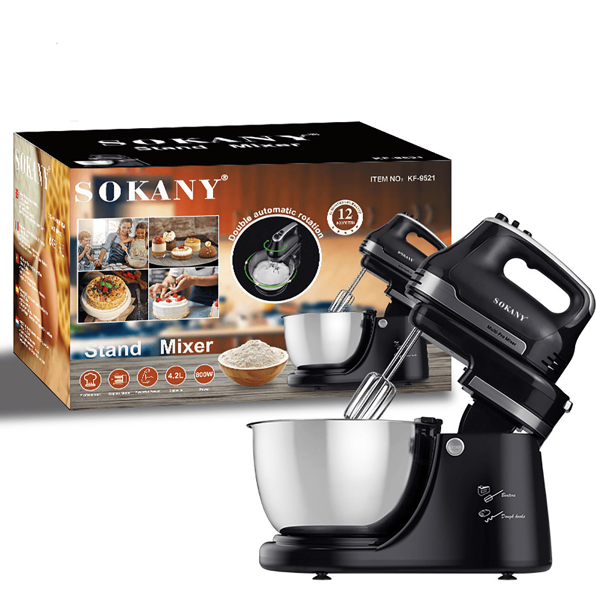 SOKANY Electric Stand Mixer Automatic Cream Dough Food Batter Beater Egg Blender