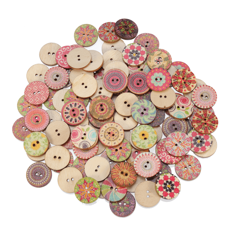 100Pcs Retro Wooden Sewing Buttons DIY Craft Bag Hat Clothes Decoration Sewing Button