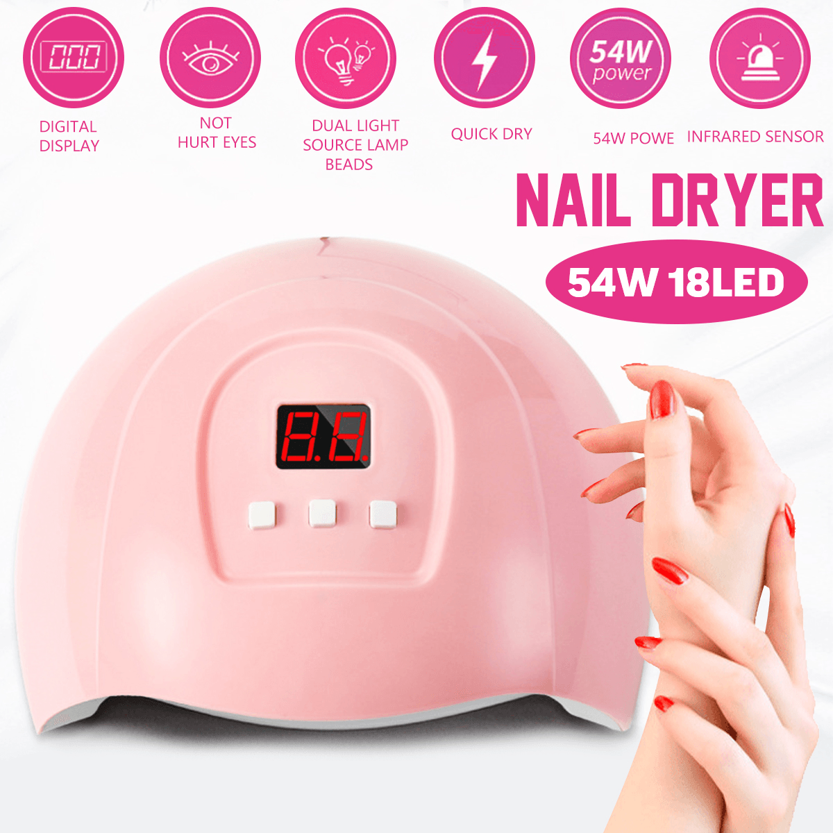 54W LED Nail Dryer Machine Phototherapy Machine Quick-Dry Induction Dryer