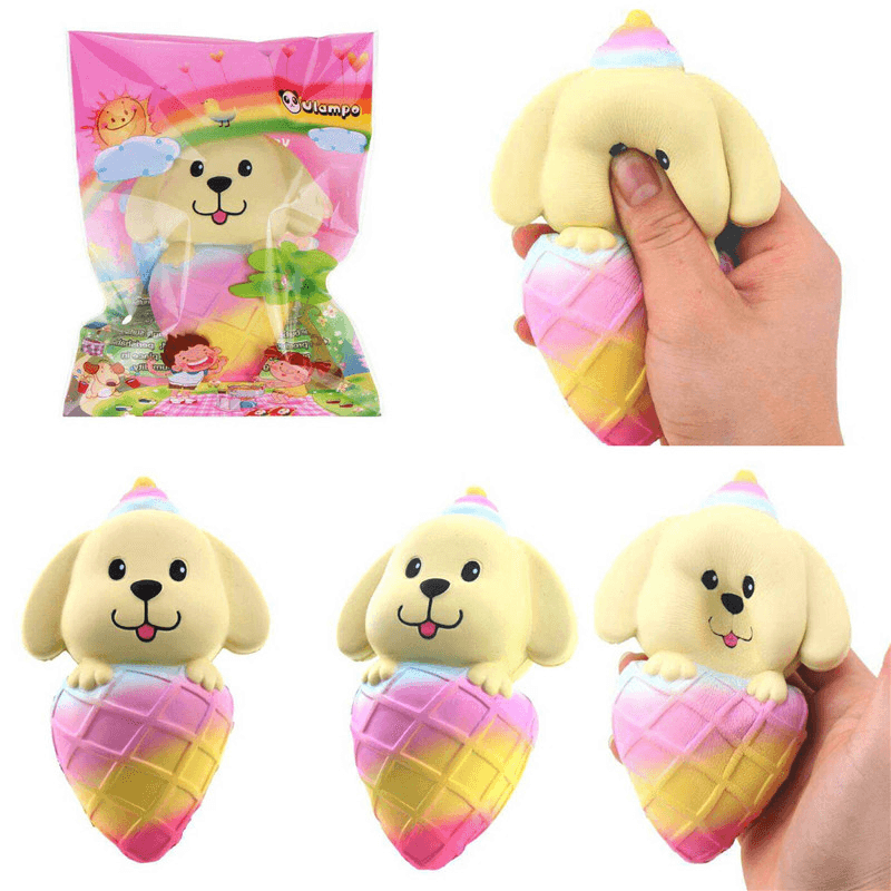 Vlampo Squishy Dog Puppy Ice Cream 16Cm Jumbo Licensed Slow Rising with Packaging Collection Gift Soft Toy