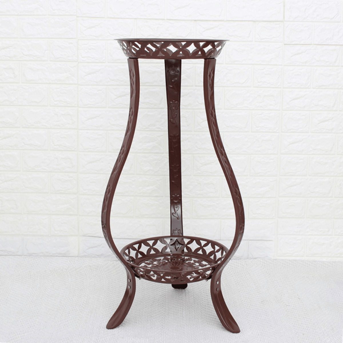 2 Schichten Pflanzen Blumenständer Rack Metall Bodenregal Home Balkon Dekor