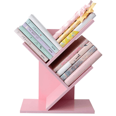 Creative Color Storage Shelf 3 Layers Tree-Shaped Bookshelf Simple Shelf Desk Storage Rack for Home Office