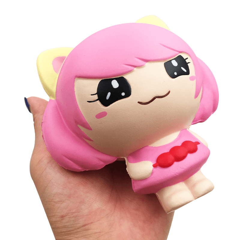 Squishyfun Pink Little Girl Squishy Hanging Decoration 12CM Cute Doll Gift Collection Packaging