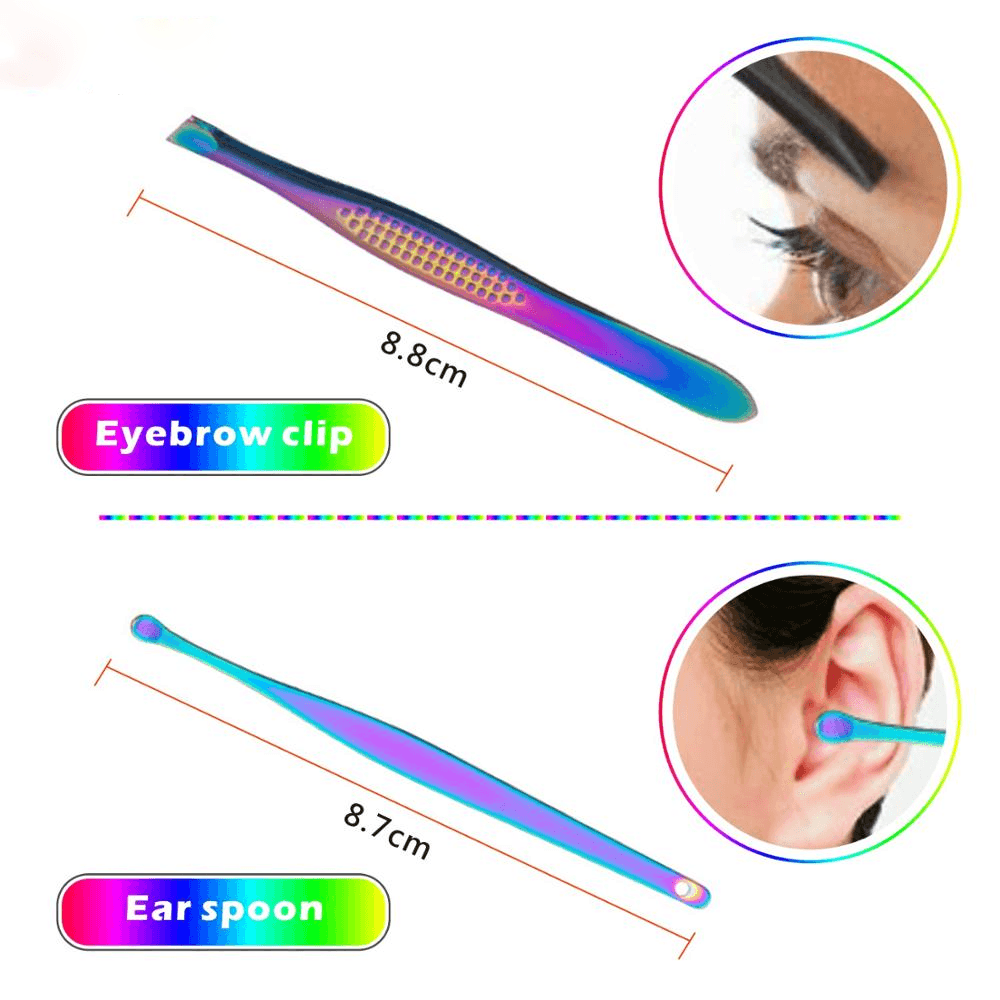 8Pcs Rainbow Stainless Steel Nail Clippers Set Professional Scissors Suit with Box Trimmer Grooming Manicure Cutter Kits