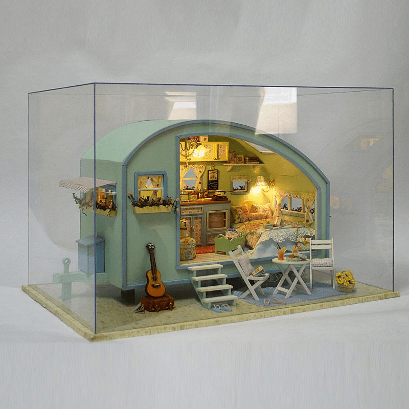 Cuteroom A-016 Time Travel DIY Wooden Dollhouse Miniature Kit Doll House LED Music Voice Control