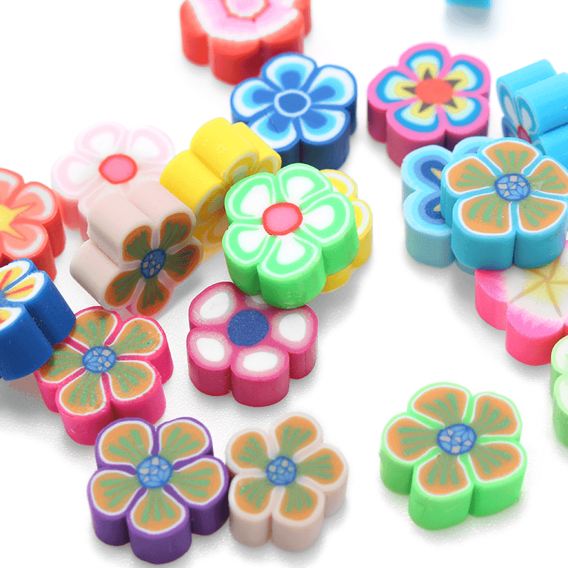 100PCS DIY Slime Accessories Decor Fruit Cake Flower Polymer Clay Toy Nail Beauty Ornament