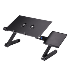 Adjustable Laptop Table Stand Portable Folding Notebook Desk Stand 2 Fans with Mouse for Bed Sofa Home