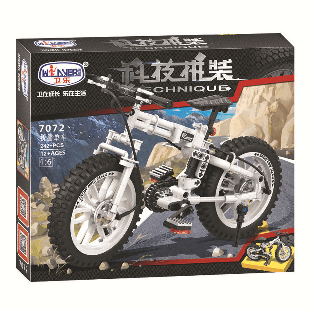 242 Pcs 1:6 7072 3D Folding Bike Model DIY Hand-Assembled Mechanical Technology Blocks Educational Toy for Kids