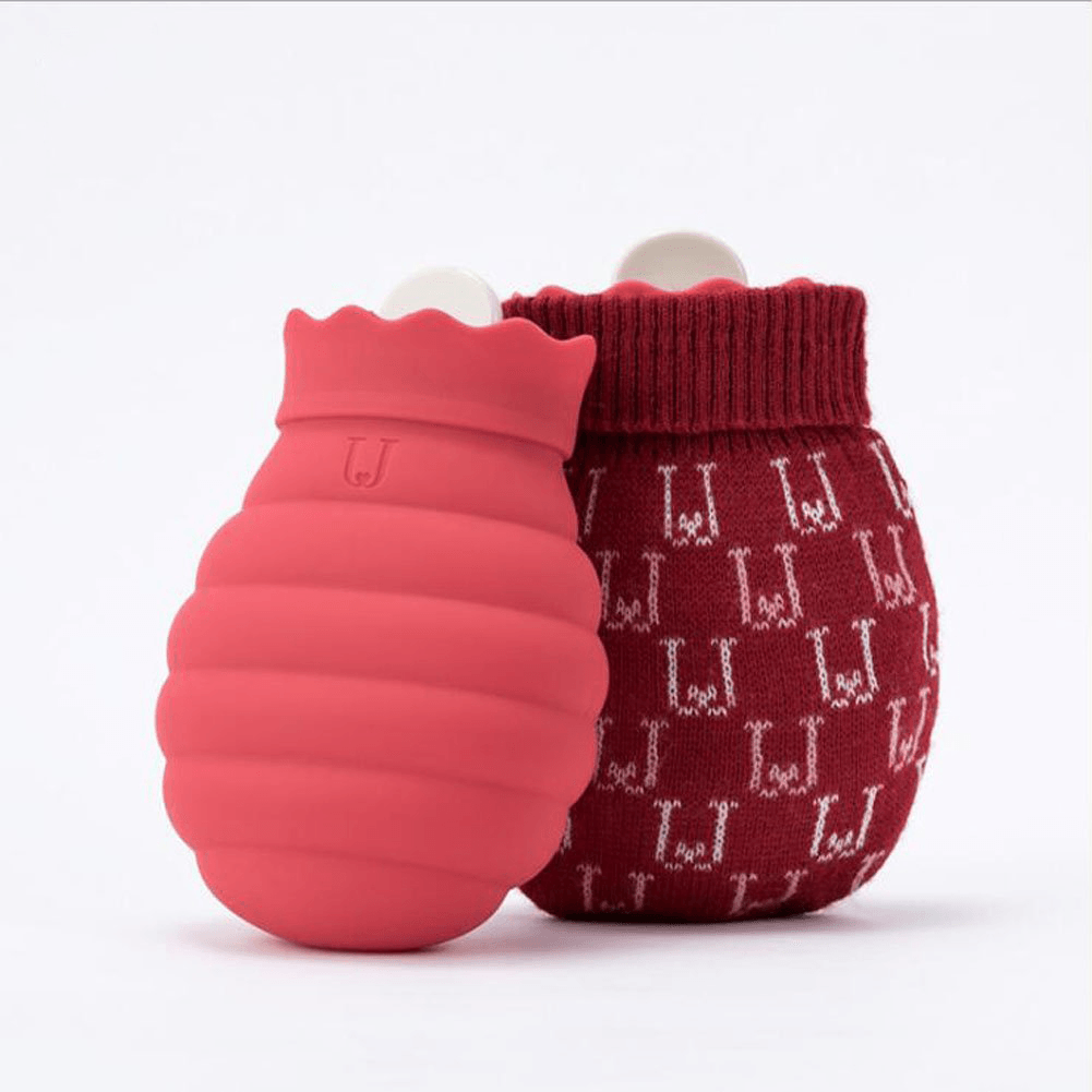 Creative Mini Silicone Microwave Heating Hot Water Bag with Knit Cover Warm Hand Bag Water Injection Hot Water Bottle Valentine Gifts