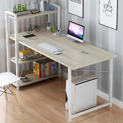 Computer Laptop Desk Writing Study Table Bookshelf Storage Rack Desktop Workstation with Storage Shelves Home Office Furniture