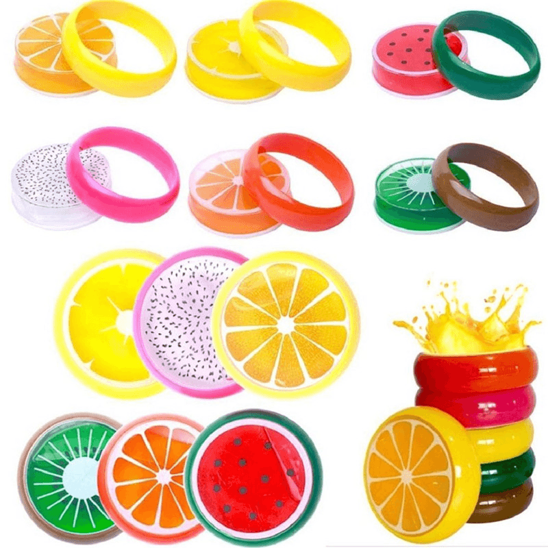 6PCS Crystal Fruit Slime 6X2Cm DIY Clay Rubber Mud Intelligent Hand Gum Plasticine Toy Gift