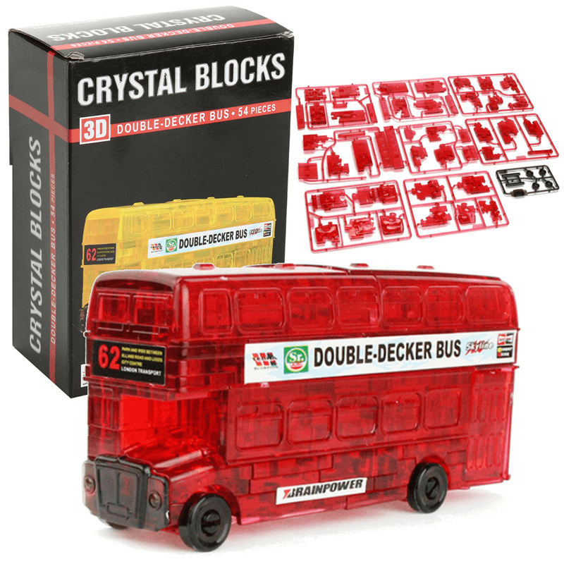 Creative IQ 3D Crystal Puzzle Jigsaw Blocks Assembling Bus Car Model DIY Toys