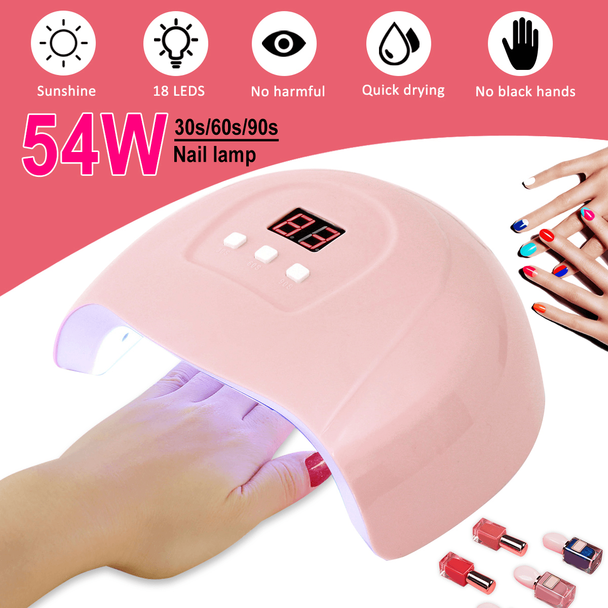 Nail Dryer 30W UV LED Lamp Nail Lamp for Curing All Gels Builder Polish Varnish Manicure Salon Nail Art Tools