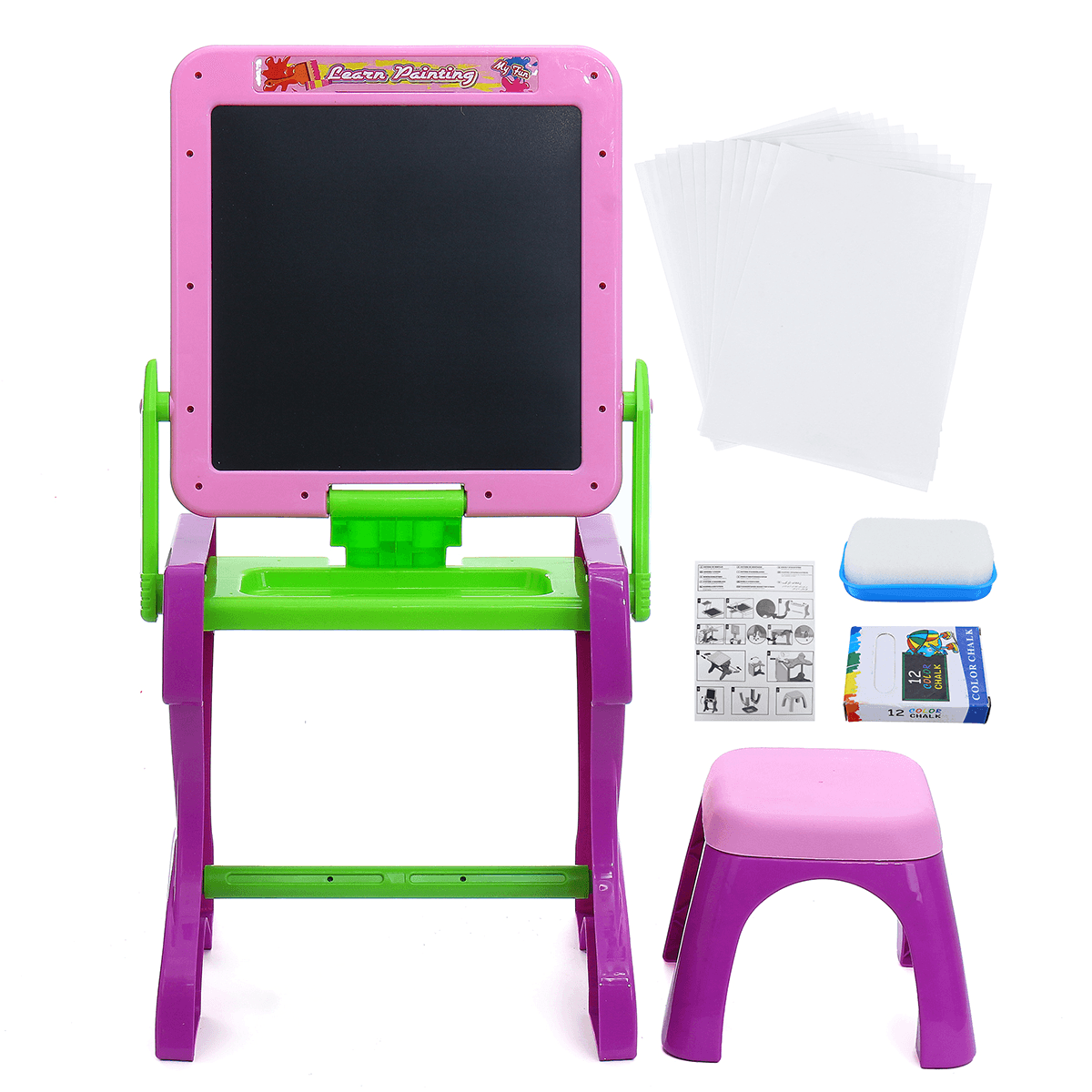 Multifunctional Folding Drawing Board Writing Board Learning Table with Chair Kid'S Educational Tools