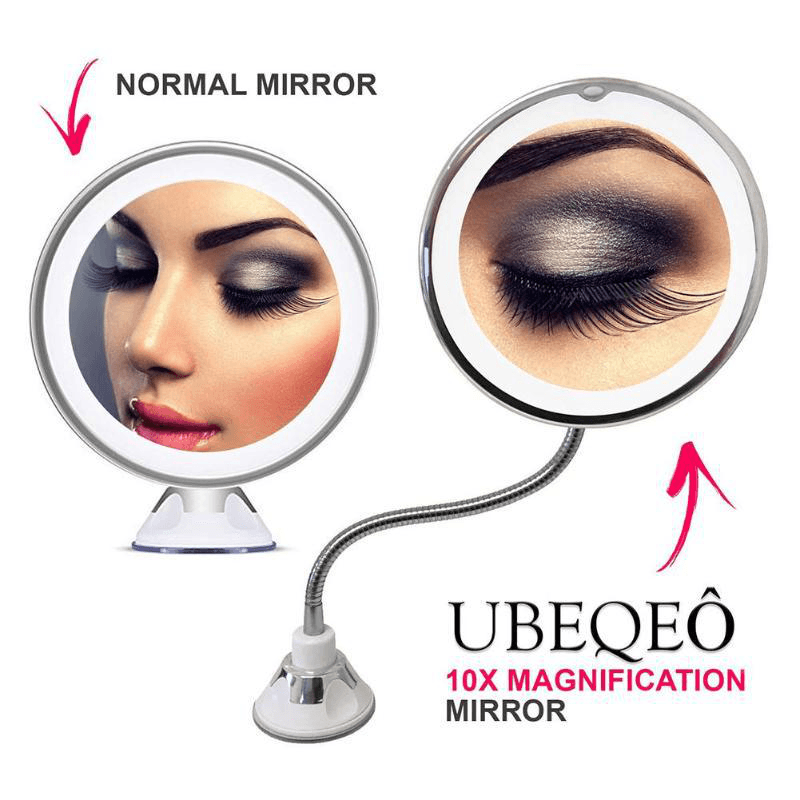 LED Mirror Makeup Mirror 10X Magnifying Vanity Mirror Adjustable 360-Degree Rotating Flexible Sucker Espelho Shaving Mirror