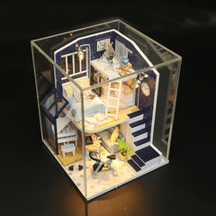 Hoomeda M041 DIY Doll House Shining Star with Cover Miniature Furnish Music Light Gift Decor Toys