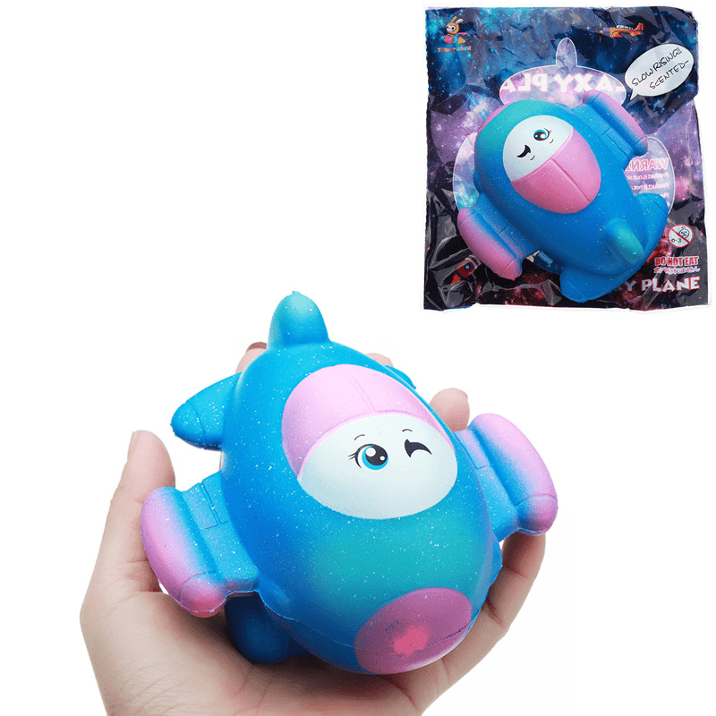 Taburasa 12CM Cute Galaxy Airplane Plane Squishy Slow Rising Squeeze Toy Kids Gift with Packaging