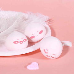 3PCS/SET Makeup Puff Sponge by WODWOD Pink Color Peach Shape with Smile Printing Wet Dry Use Maekup Water Drop Sponge