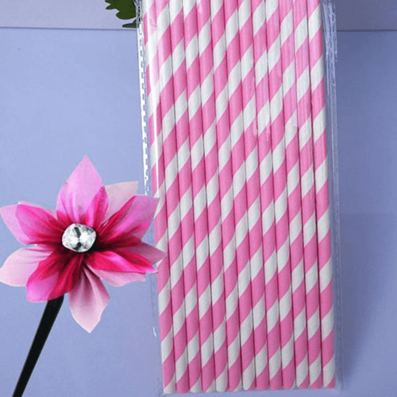 25Pcs Paper Straws for Birthday Wedding Decoration Party Straws Supply Creative Paper Drinking Straw