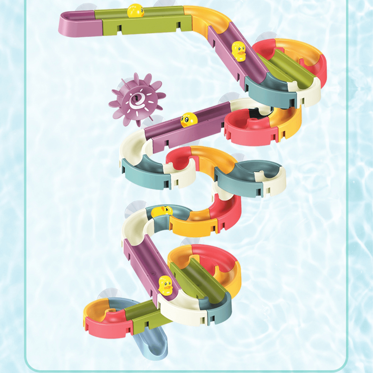 Rich Color Baby Bathroom Duck Play Water Track Slideway Game DIY Assembly Puzzle Early Education Set Toy for Kids Gift