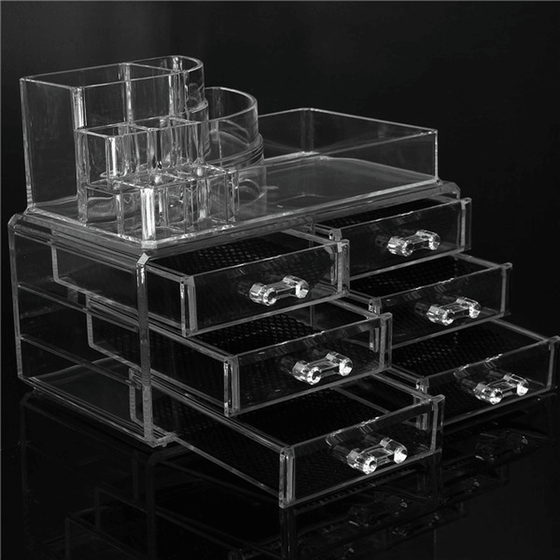 6 Drawer Clear Acrylic Make up Organizer Drawers Cosmetic Display Holder Case Storage 2 Layer