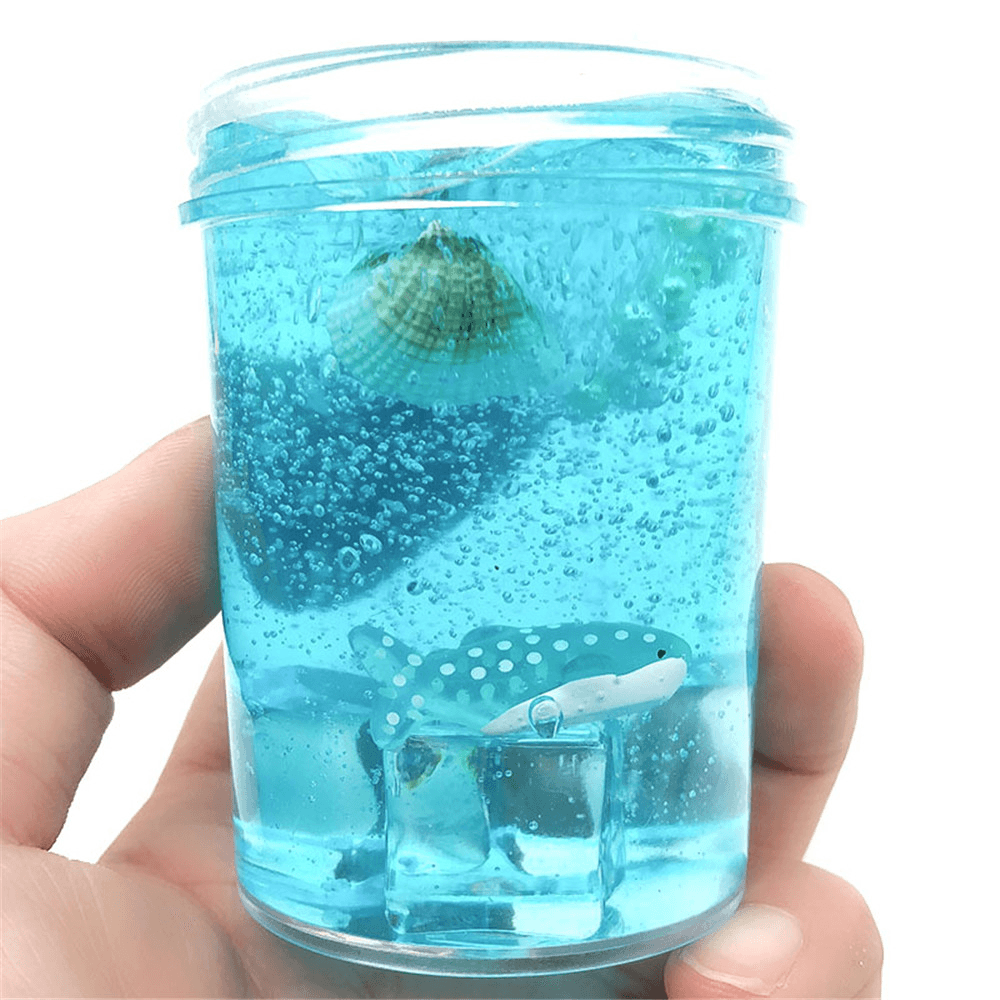 80ML Clear Crystal Slime with Shell Shark Decompression Mud DIY Gift Toy Stress Reliever