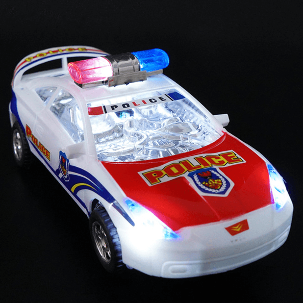 Children'S Electric Alloy Simulation Po Lice Car Diecast Model Toy with LED Light and Music