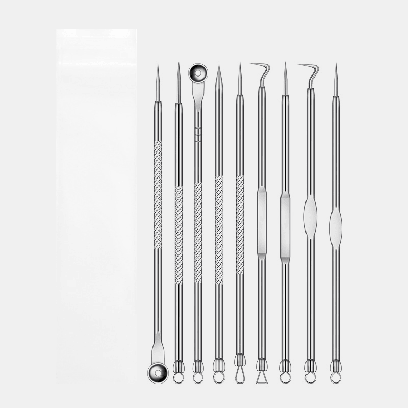 9 Pcs Acne Remover Tool Set Stainless Steel Double-Head Acne Needles Remove Blackhead Face Care Tool