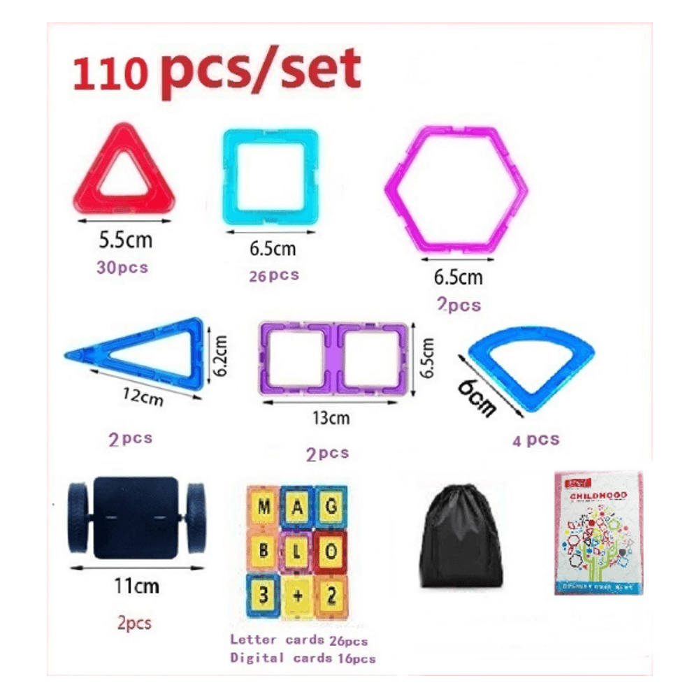 110/120/128Pcs Magnetic Building Block Package Children'S Early Education Puzzle Variety Toys