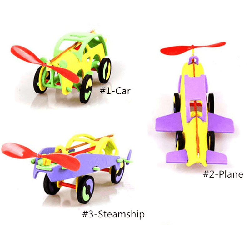 Rubber Powered Racing Car Plane Steamship Educational Toys