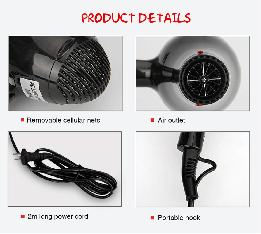 3000W Electric Hair Dryer Professional Powerful Blow Dryer Blower 3900 AC Motor 110V EU Plug