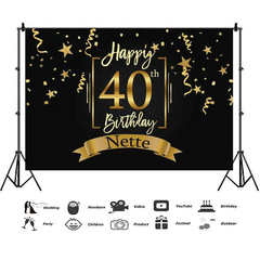 30/40/50Th Happy Birthday Black Photography Backdrop Gold Photo Background Props Party Decoration