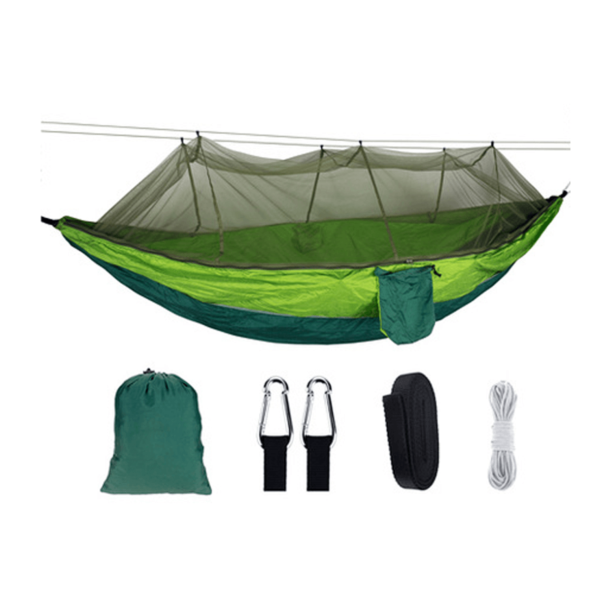 260 x 140 cm, doppeltes Hängemattenbett für Outdoor-Reisen, Camping, mit Moskitonetz-Set