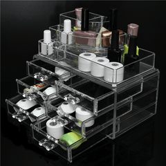 6 Drawer Clear Acrylic Make up Organizer Drawers Cosmetic Display Holder Case Storage 2 Layer